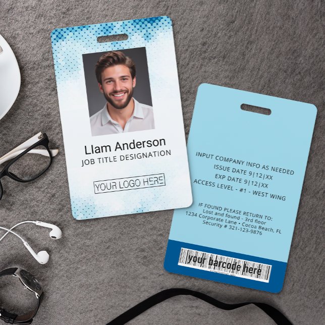 Foto-ID-Abzeichen für vertikale blaue Gradient Ausweis (Custom Employee Photo Badge )
