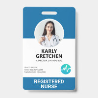 Foto ID Card Blue Custom Modern Hospital Employee