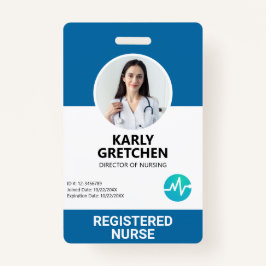 Foto ID Card Blue Custom Modern Hospital Employee Ausweis