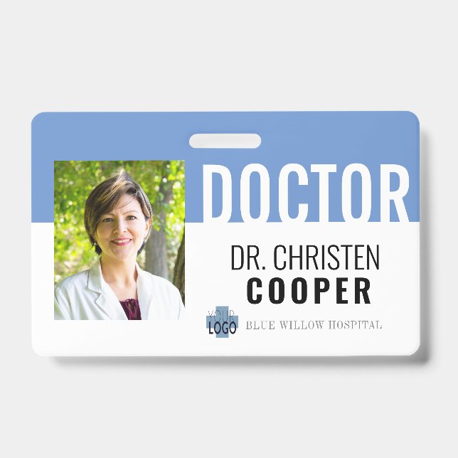 Foto-ID des Minimalistischen blauen Arztes Ausweis (Front)