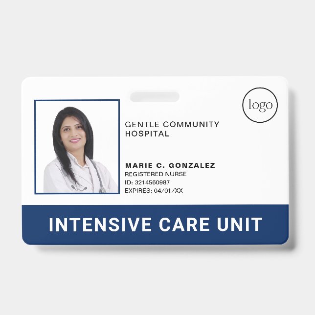 Foto-ID des Navy Blue-Logos für Krankenhäuser Ausweis (Front)