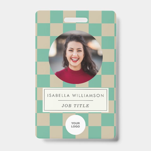 Foto-ID des niedlich-Mint-Checkerboards für Mitarb Ausweis (Vorderseite)