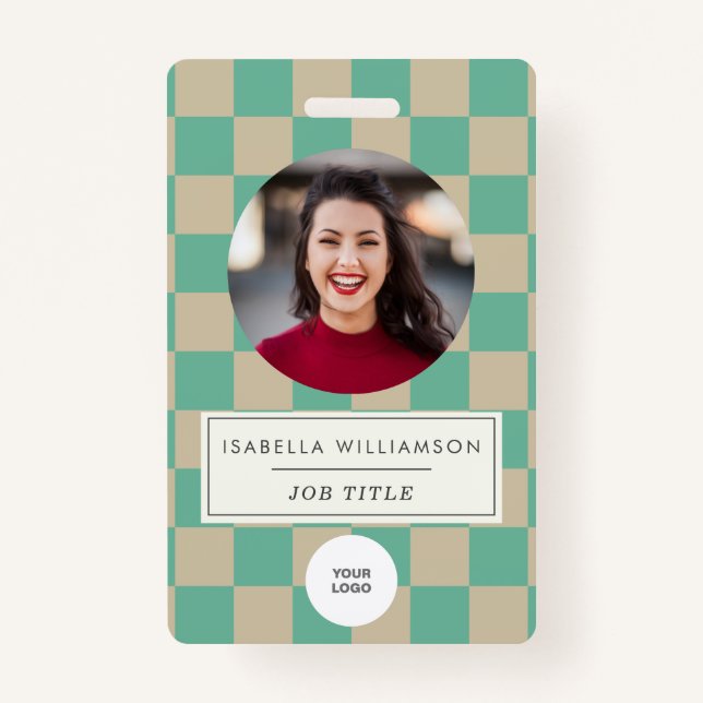 Foto-ID des niedlich-Mint-Checkerboards für Mitarb Ausweis (Vorderseite)