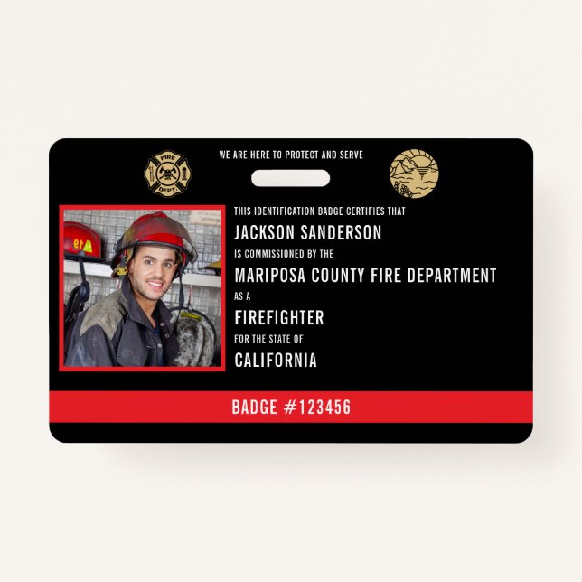 Foto-ID des personalisierten Feuerwehrmanns Ausweis (Vorderseite)