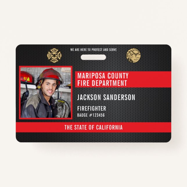 Foto-ID des personalisierten Feuerwehrmanns Ausweis (Vorderseite)
