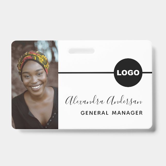 Foto-ID Firmenlogo QR-Code Weiß Ausweis (Front)