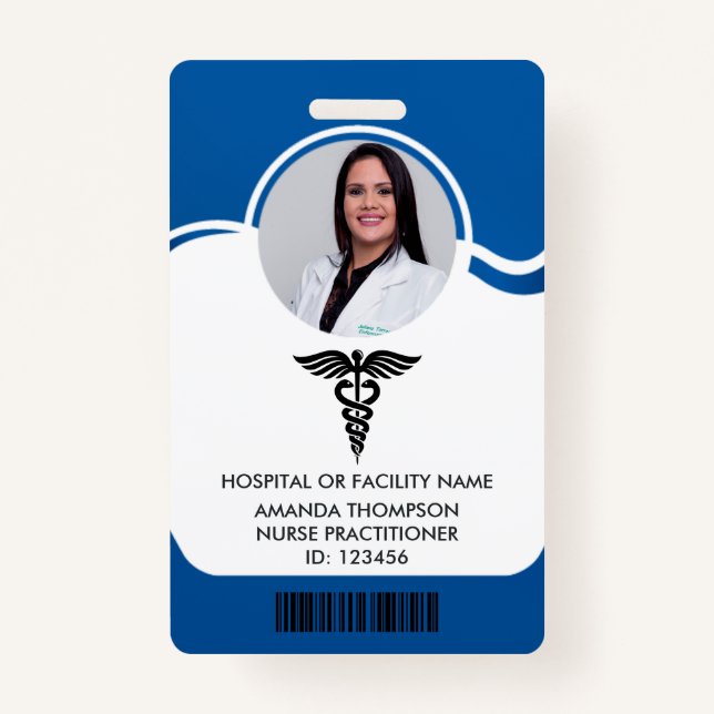 Foto-ID für blaue und weiße Krankenschwester Ausweis (Vorderseite)