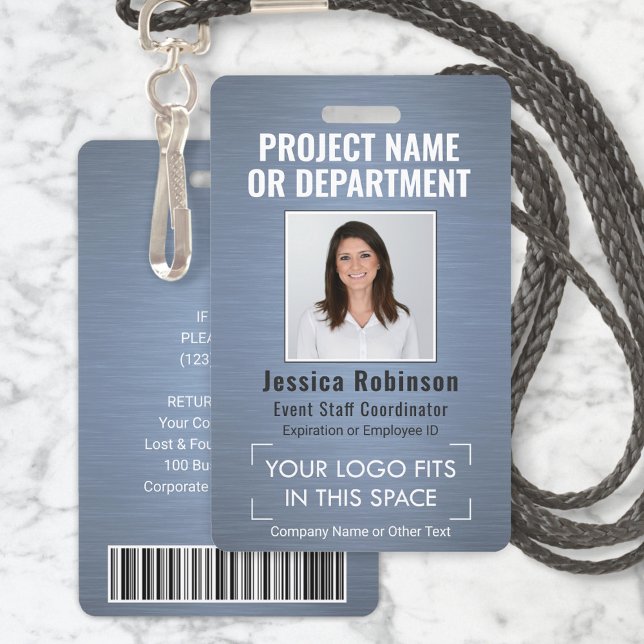 Foto-ID für Firmenlogos QR Strichcode Dusty Blue Ausweis (Von Creator hochgeladen)
