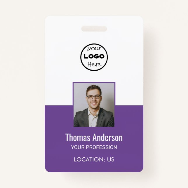 Foto-ID für Lila Firmenlogos für Mitarbeiter Ausweis (Vorderseite)