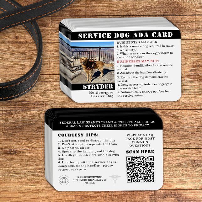 Foto-ID für Mehrzweck-Service-Dodkarte mit Name (Custom service dog cards for teams to hand out for public access according to ADA law small for bags)