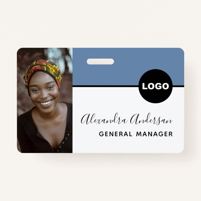 Foto-ID für MitarbeiterUnternehmen QR-Code Denim B Ausweis (Vorderseite)