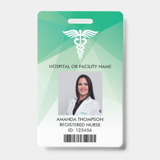 Foto-ID für moderne grüne Geometrie Ausweis (Front)