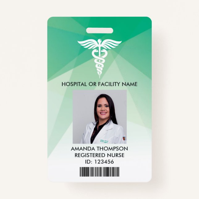 Foto-ID für moderne grüne Geometrie Ausweis (Vorderseite)