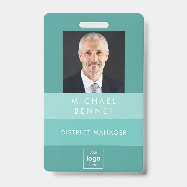 Foto-ID für moderne grüne Unternehmen Ausweis (Vorderseite)