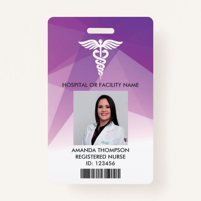 Foto-ID für moderne Lila geometrische Daten Ausweis (Vorderseite)