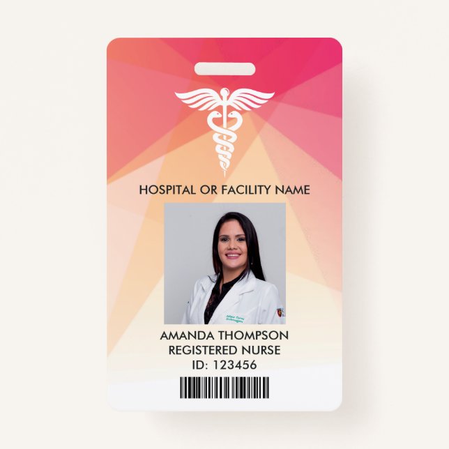 Foto-ID für moderne rote Geometrie Ausweis (Vorderseite)