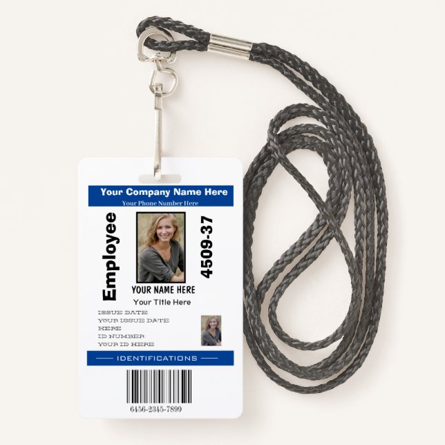 Foto-ID für personalisierte Mitarbeiter - Unterneh Ausweis (Vorderseite mit Schlüsselband)