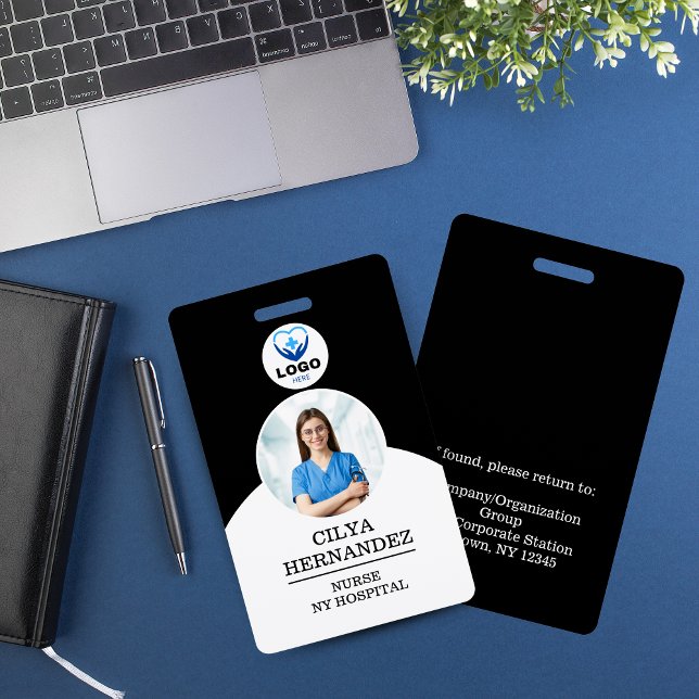Foto-ID für personalisierte Schwarz-Weiß-Mitarbeit Ausweis (Personalized Black and White Employee Photo ID Badge)