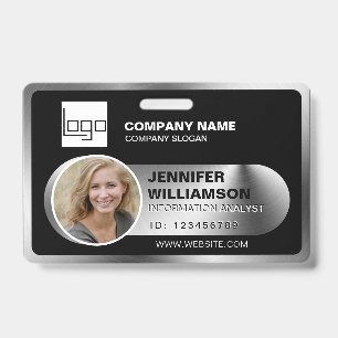 Foto-ID für Schwarz-Minimalistisch-Unternehmen QR Ausweis