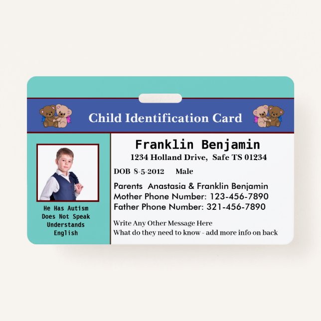 Foto-ID-Karte für Kinder Ausweis (Vorderseite)