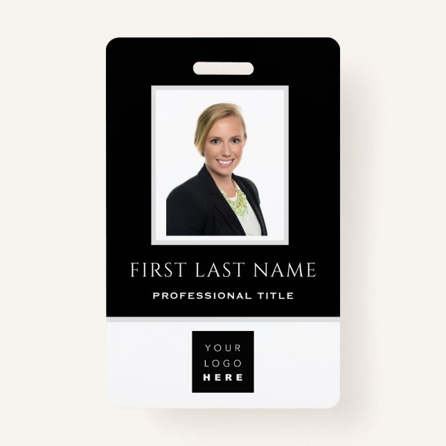 Foto-ID-Karte Vertikal Schwarz-weiß Ausweis (Vorderseite)