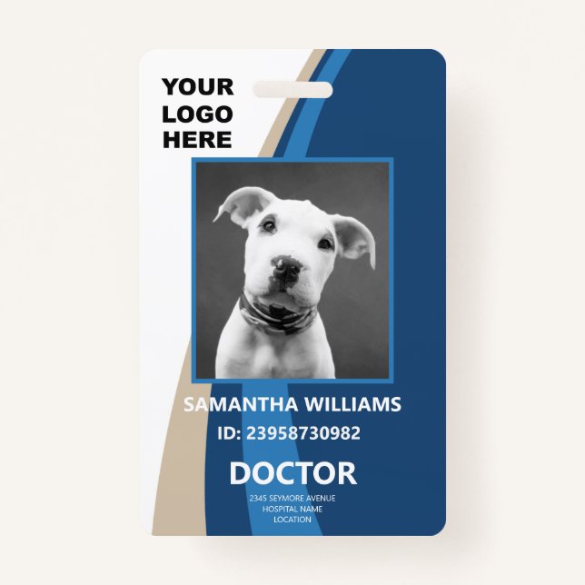 Foto-ID-Logo Blau und Weiß Ausweis (Vorderseite)