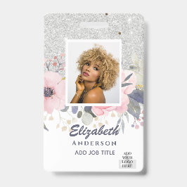 FOTO-ID Mitarbeiter VIP PASS Girly Glitzer Blume Ausweis