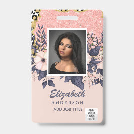 FOTO-ID Mitarbeiter VIP PASS Girly Glitzer Blume Ausweis