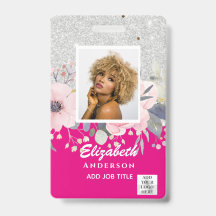 FOTO-ID Mitarbeiter VIP PASS Girly Glitzer Blume