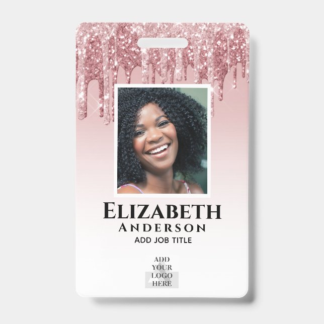 FOTO-ID - Mitarbeiter VIP Pass Girly Glitzer Glam Ausweis (Front)