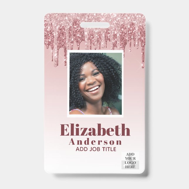 FOTO-ID - Mitarbeiter VIP Pass Girly Glitzer Glam Ausweis (Front)