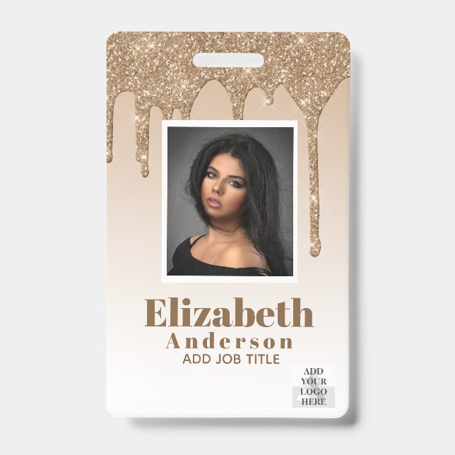 FOTO-ID - Mitarbeiter VIP Pass Girly Glitzer Glam Ausweis (Front)