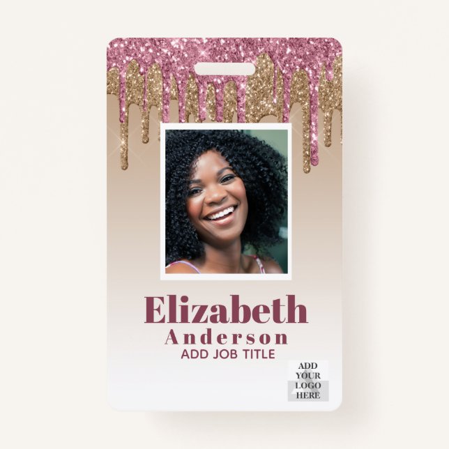 FOTO-ID - Mitarbeiter VIP Pass Girly Glitzer Glam Ausweis (Vorderseite)