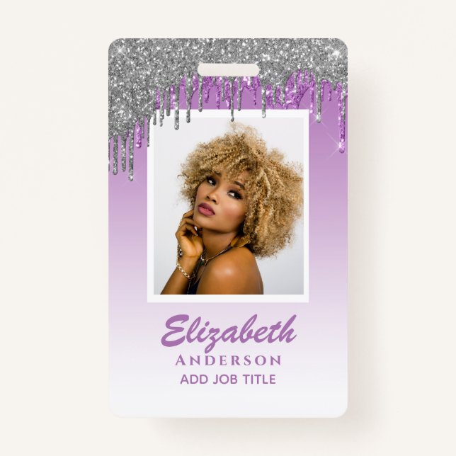 FOTO-ID - Mitarbeiter VIP Pass Girly Glitzer Glam Ausweis (Vorderseite)