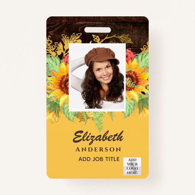 FOTO-ID Mitarbeiter VIP PASS RUSTISCHE Sonnenblume Ausweis (Vorderseite)