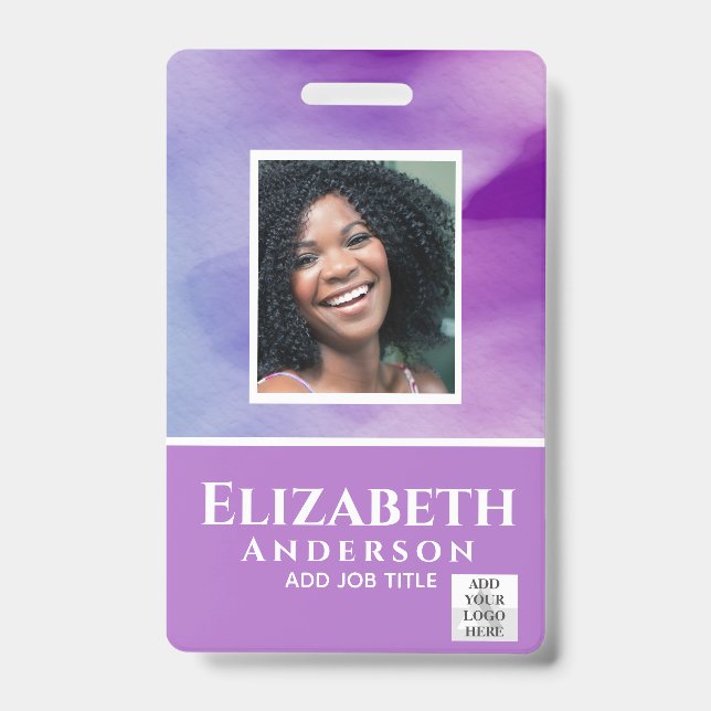 FOTO-ID Mitarbeiter VIP PASS Wasserfarbe Abstrakt Ausweis (Front)