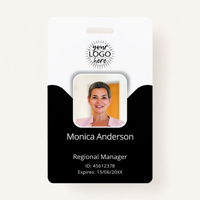 Foto-ID Name QR-Bar für Schwarz und Weiß Ausweis (Vorderseite)