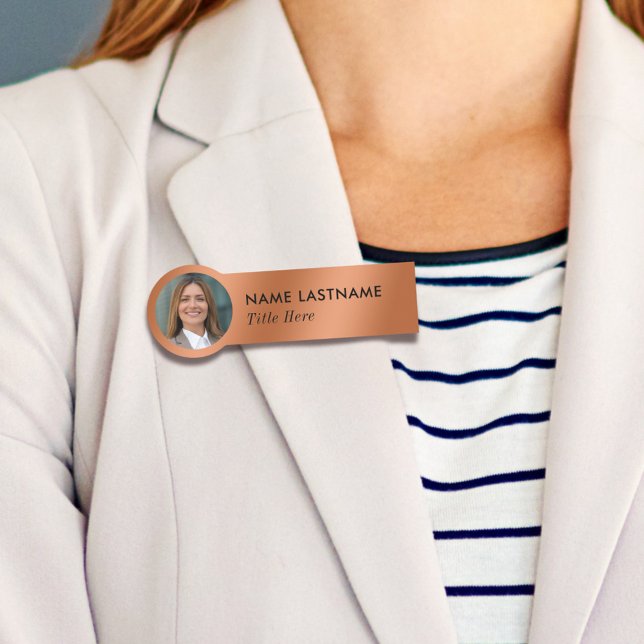 Foto ID Simple Sleek Imitats Kupferbetrieb Namensschild (Von Creator hochgeladen)