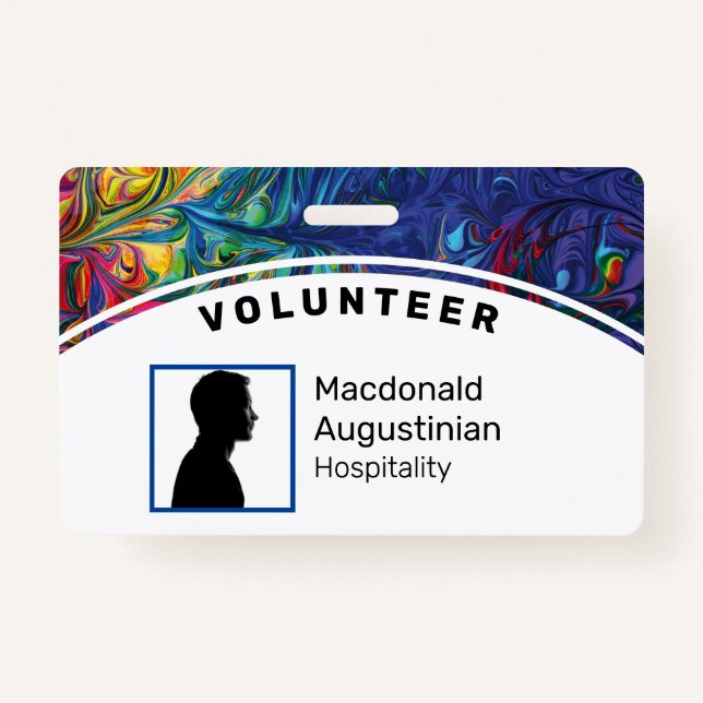 Foto-ID-VOLUNTEER-Abstrakt-Blau für kundenspezifis Ausweis (Vorderseite)