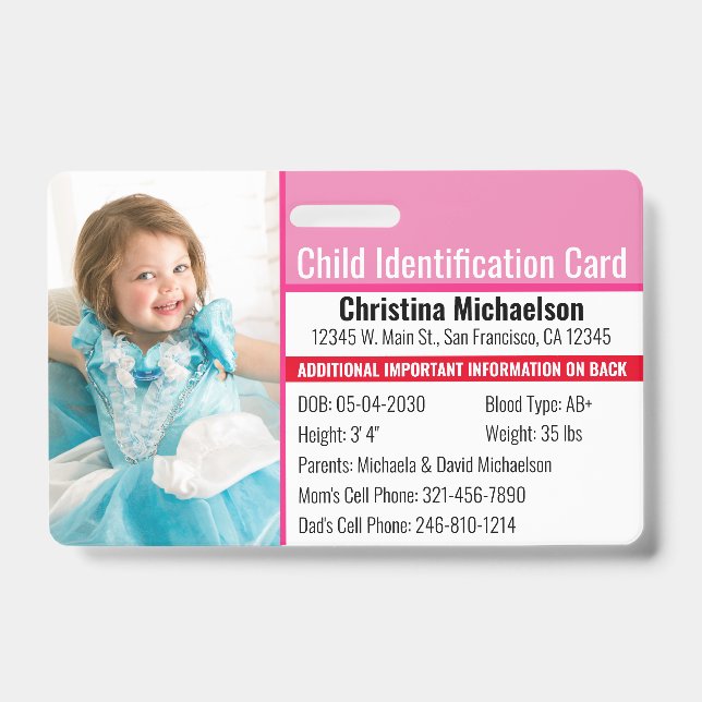Foto-Identifikation Notfallallergie Ausweis (Vorderseite)