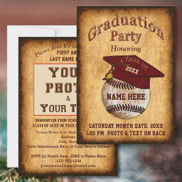 Foto, Ihre Text Baseball Abschluss Einladung