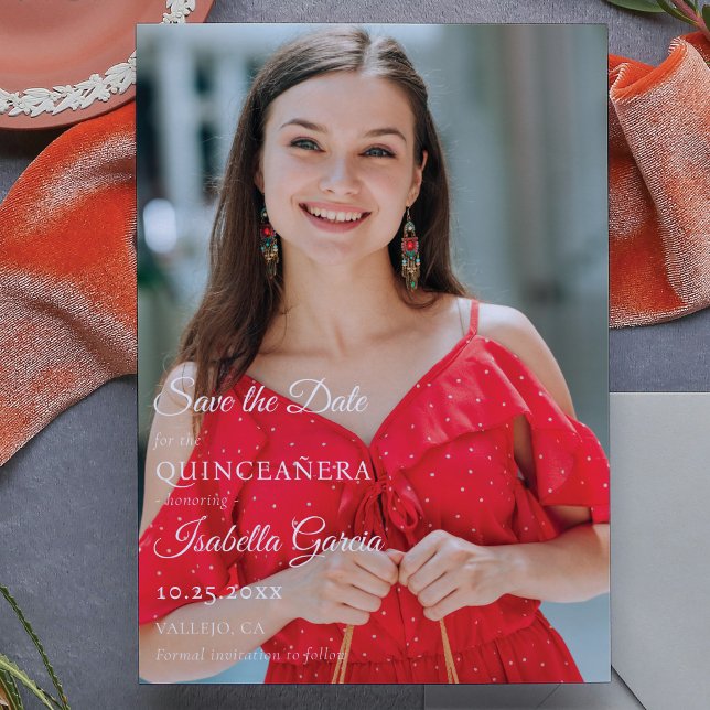 Foto im mexikanischen Stil Quinceañera Save the Da Ankündigung (Von Creator hochgeladen)