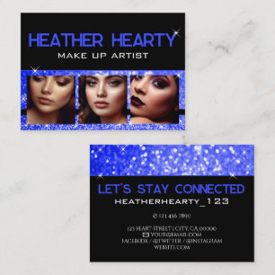 Foto Image Template Luxury Blue Glitzer Stars Visitenkarte
