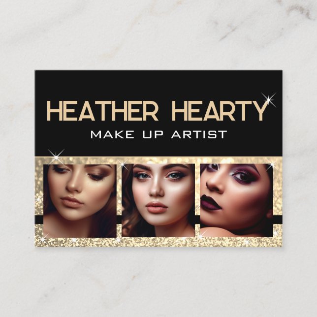 Foto Image Template Luxury Gold Glitzer Stars Visitenkarte (Vorderseite)