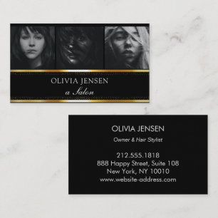 Foto Image Template Luxus Golden Black Salon Visitenkarte