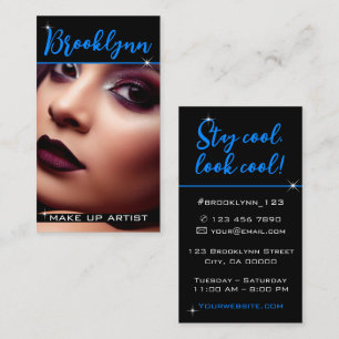 Foto Image Template Moderner Cooler Neon Blue Slog Visitenkarte