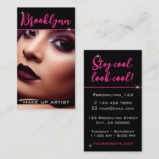 Foto Image Template Modernes Cooles Girly Pink Slo Visitenkarte (Vorne/Hinten)