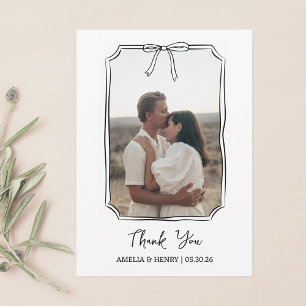 Foto in handgezeichneter Coquette-Rahmen Hochzeit Dankeskarte