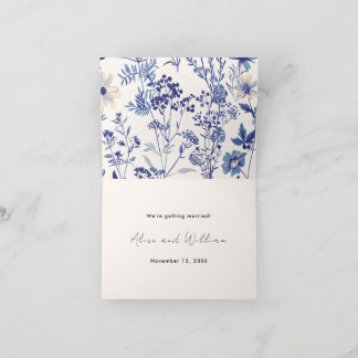 Foto Indigo Blue und Cream Wildblume Hochzeit Ankündigung