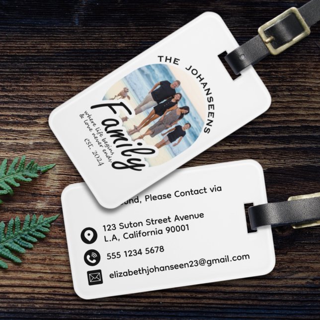 Foto | Individuelle Name Einfach Schwarz/Weiß Gepäckanhänger (Von Creator hochgeladen)